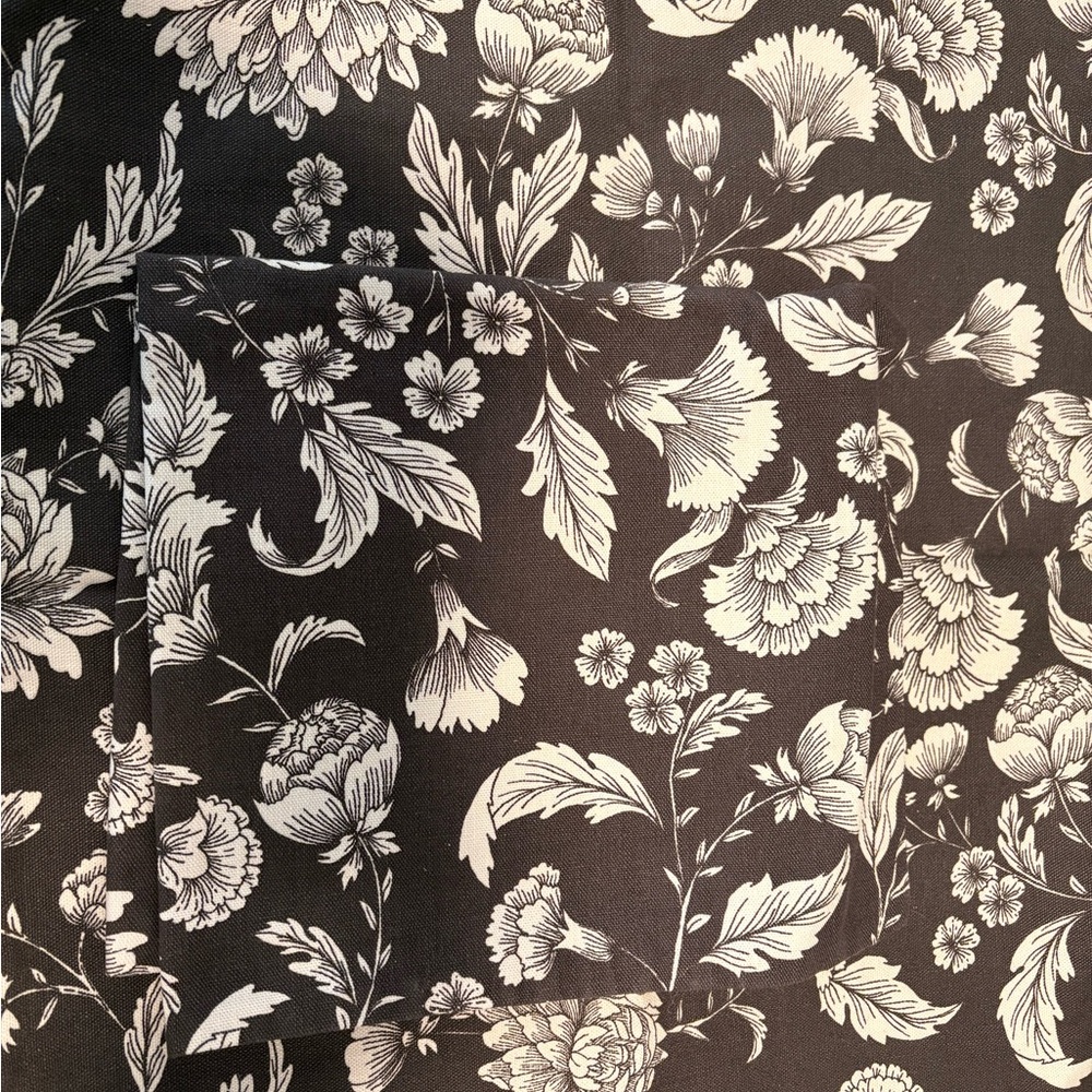 Floral Black and White Fabric pillow covers